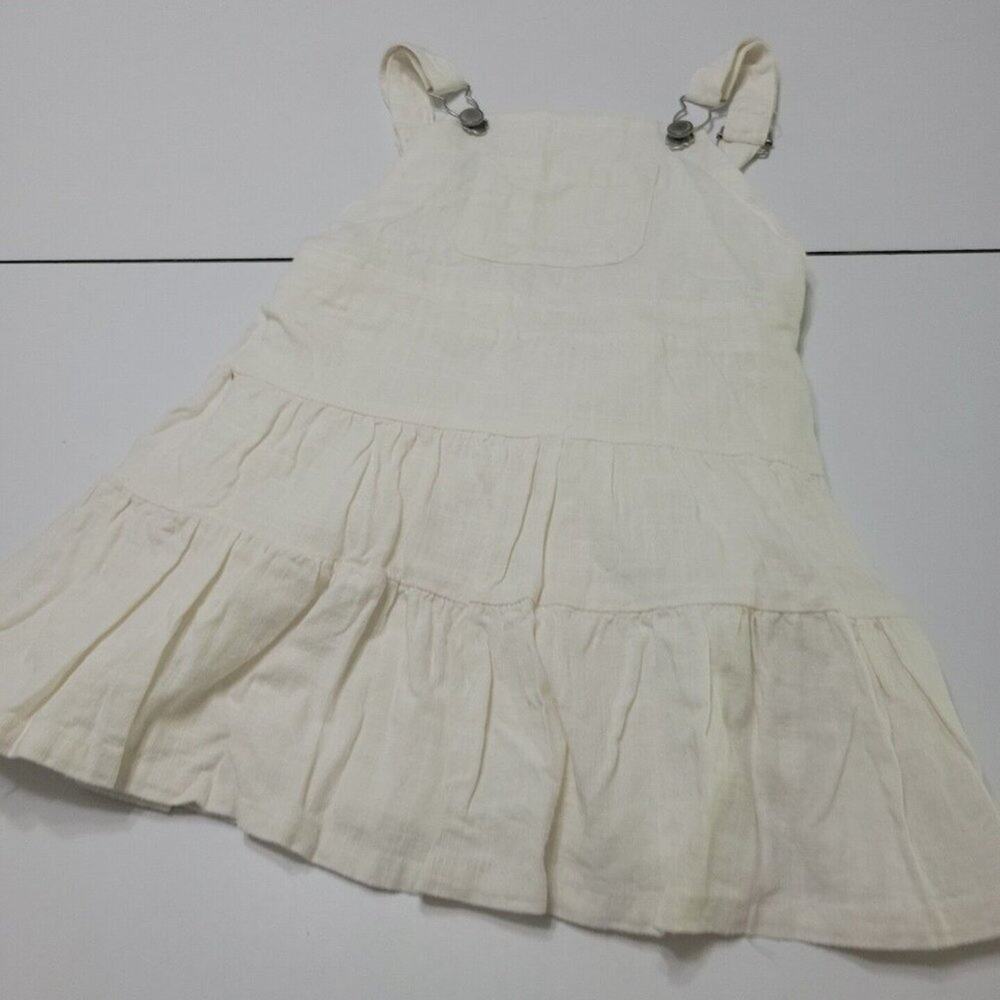 Copper Key Overall Dress Girls 4 Skirt‎ Tiered Square Neck Pocket Button Cotton